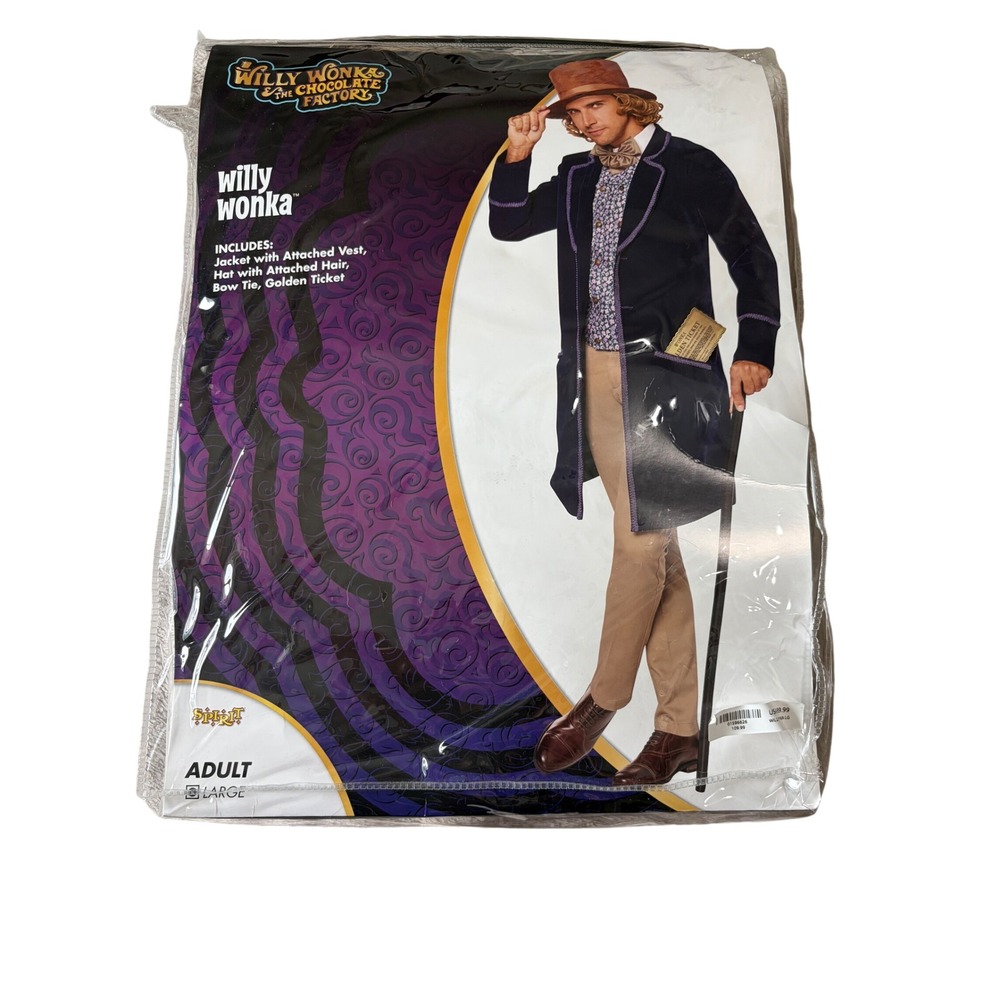Spirit Halloween Willy Wonka Chocolate Factory Costume Adult Large Purple Jacket